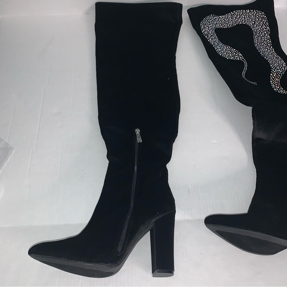 Cape Robbin Black Velvet Tall Boots NIB - Picture 4 of 8